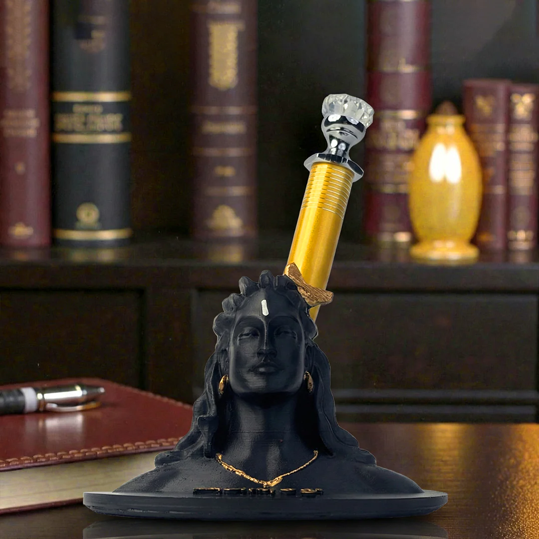 Adiyogi Pen Stand with Crystal Top Golden Pen - Image 3
