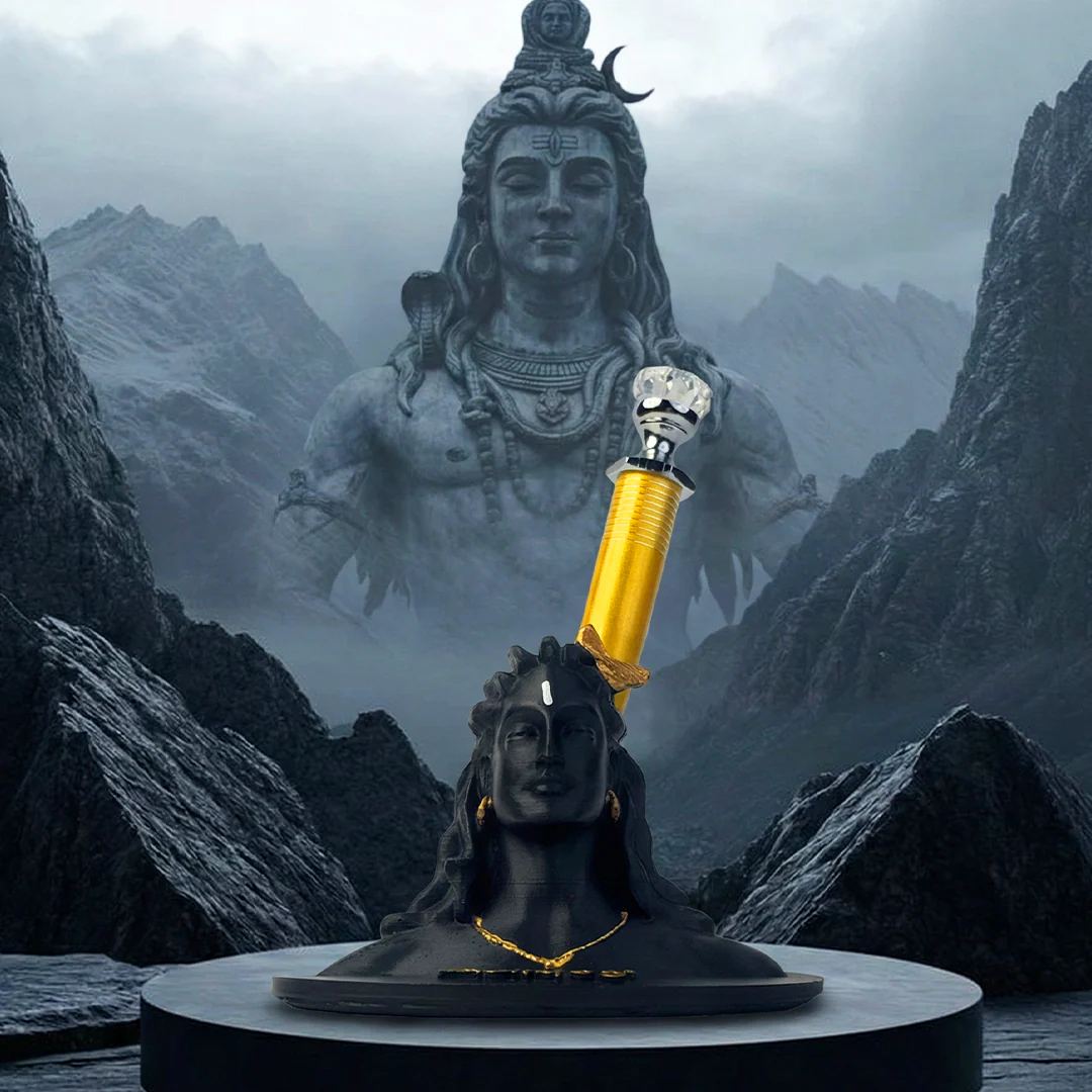 Adiyogi Pen Stand with Crystal Top Golden Pen - Image 4