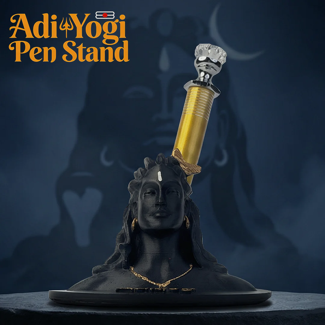Adiyogi Pen Stand with Crystal Top Silver Pen - Image 2