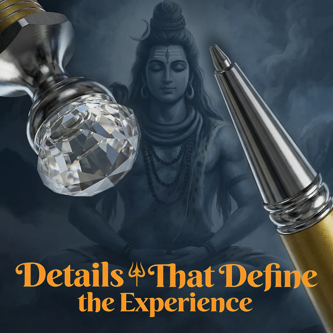 Adiyogi Pen Stand with Crystal Top Silver Pen - Image 4