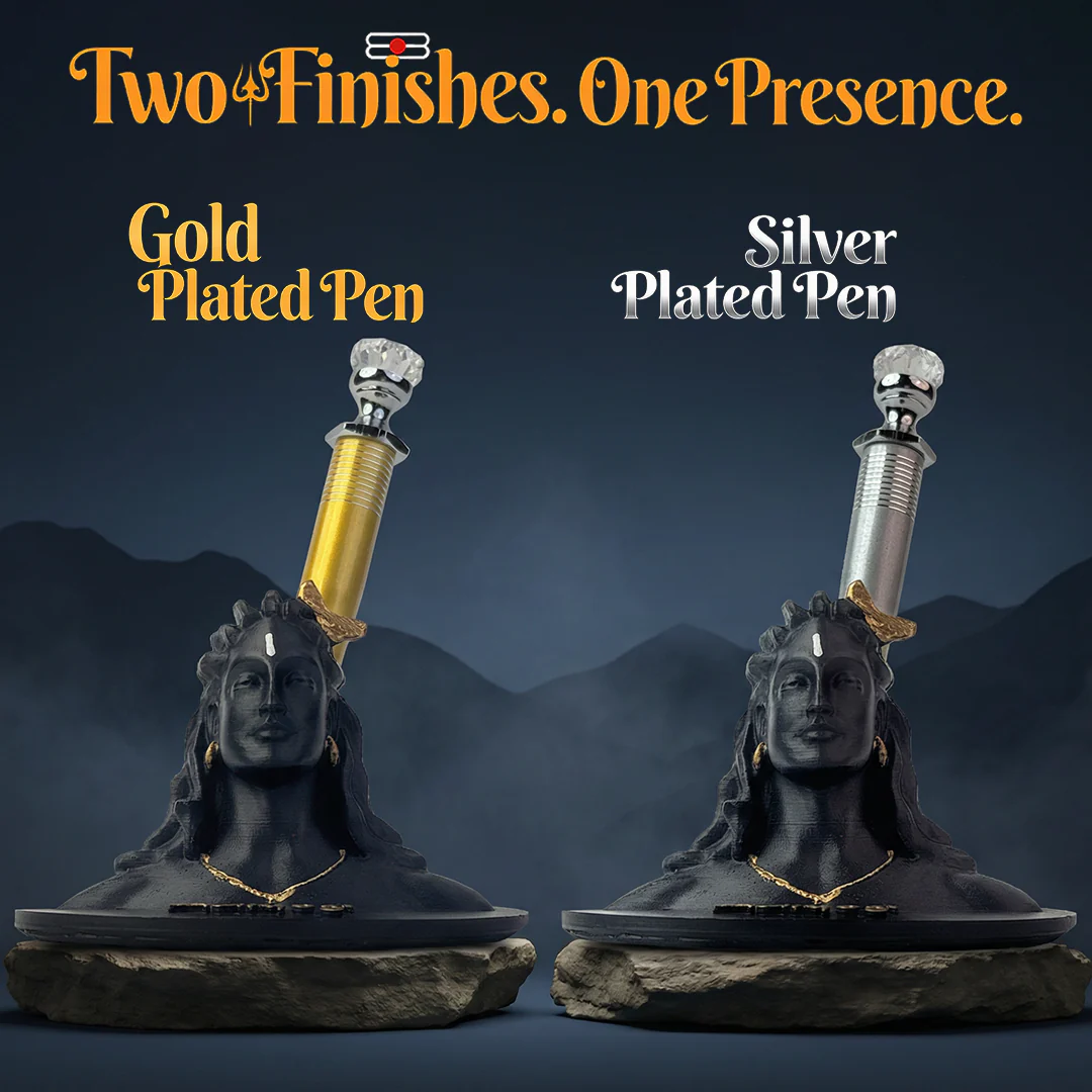 Adiyogi Pen Stand with Crystal Top Silver Pen - Image 5