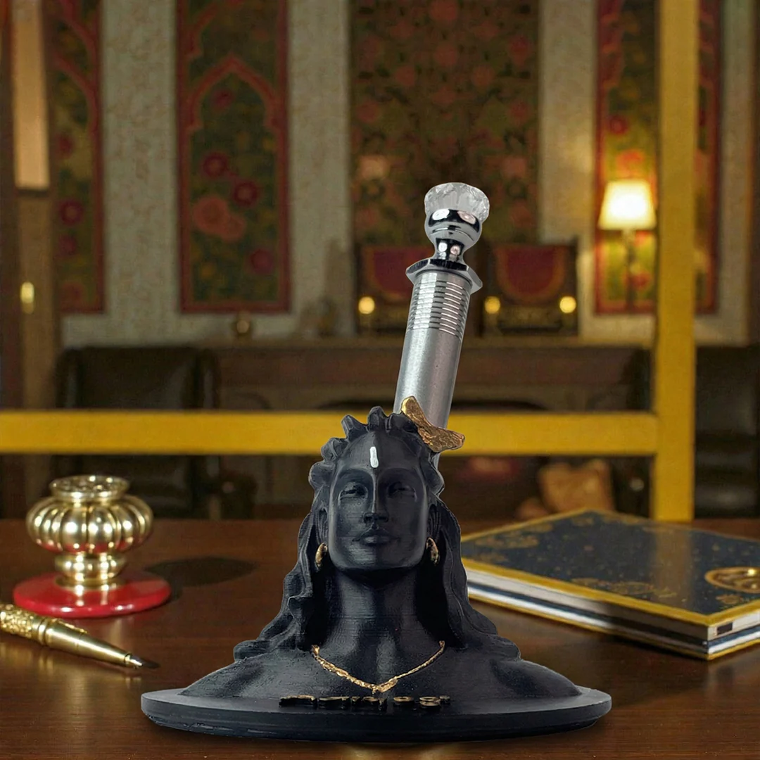 Adiyogi Pen Stand with Crystal Top Silver Pen - Image 7