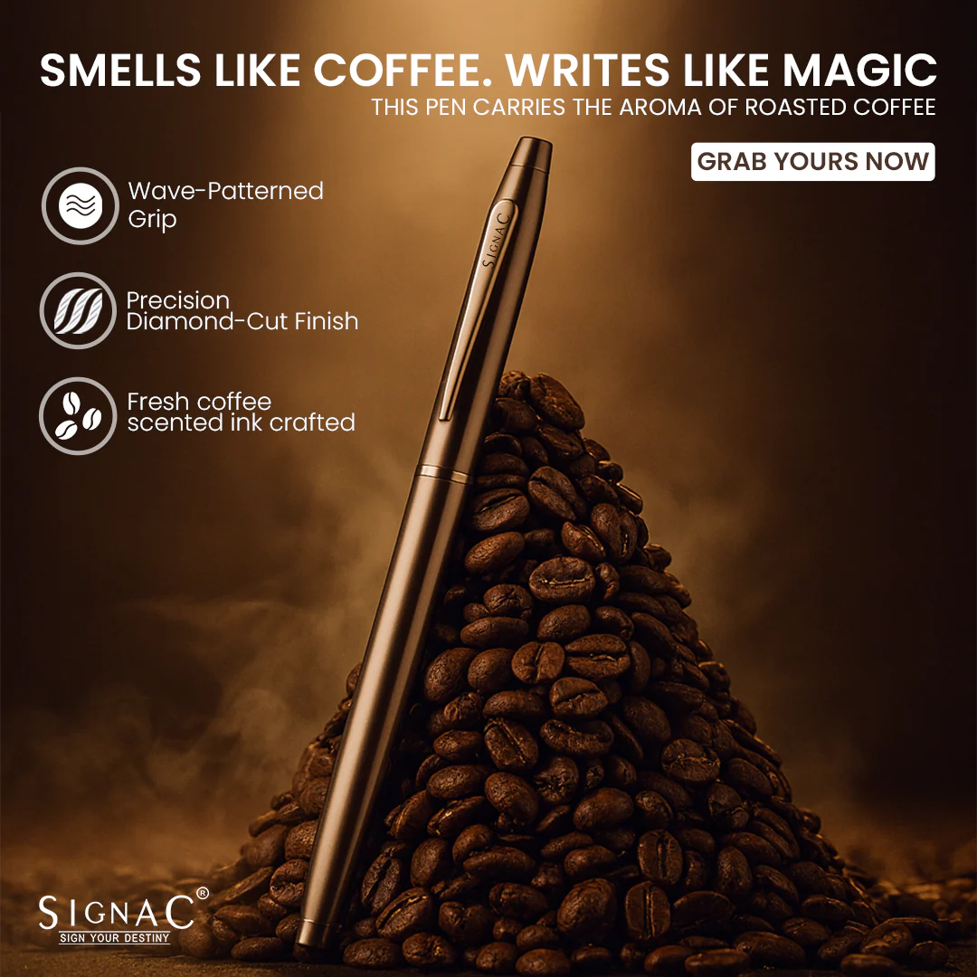Cappuccino Coffee Fragrance Kiger Metal Roller Pen with Extra Coffee Refill - Image 9