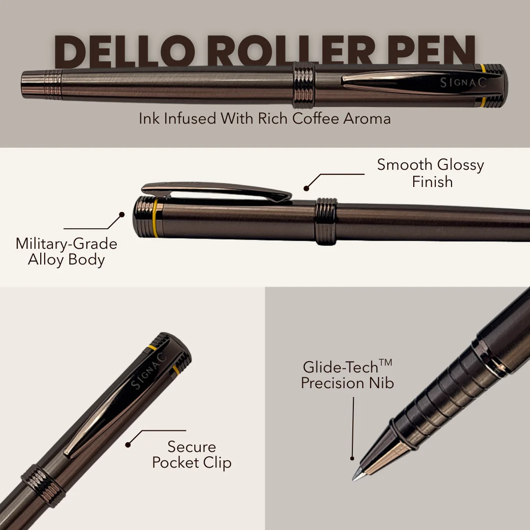 Deluxe Dello Coffee Ink Roller Pen with full Brass Body - Image 2