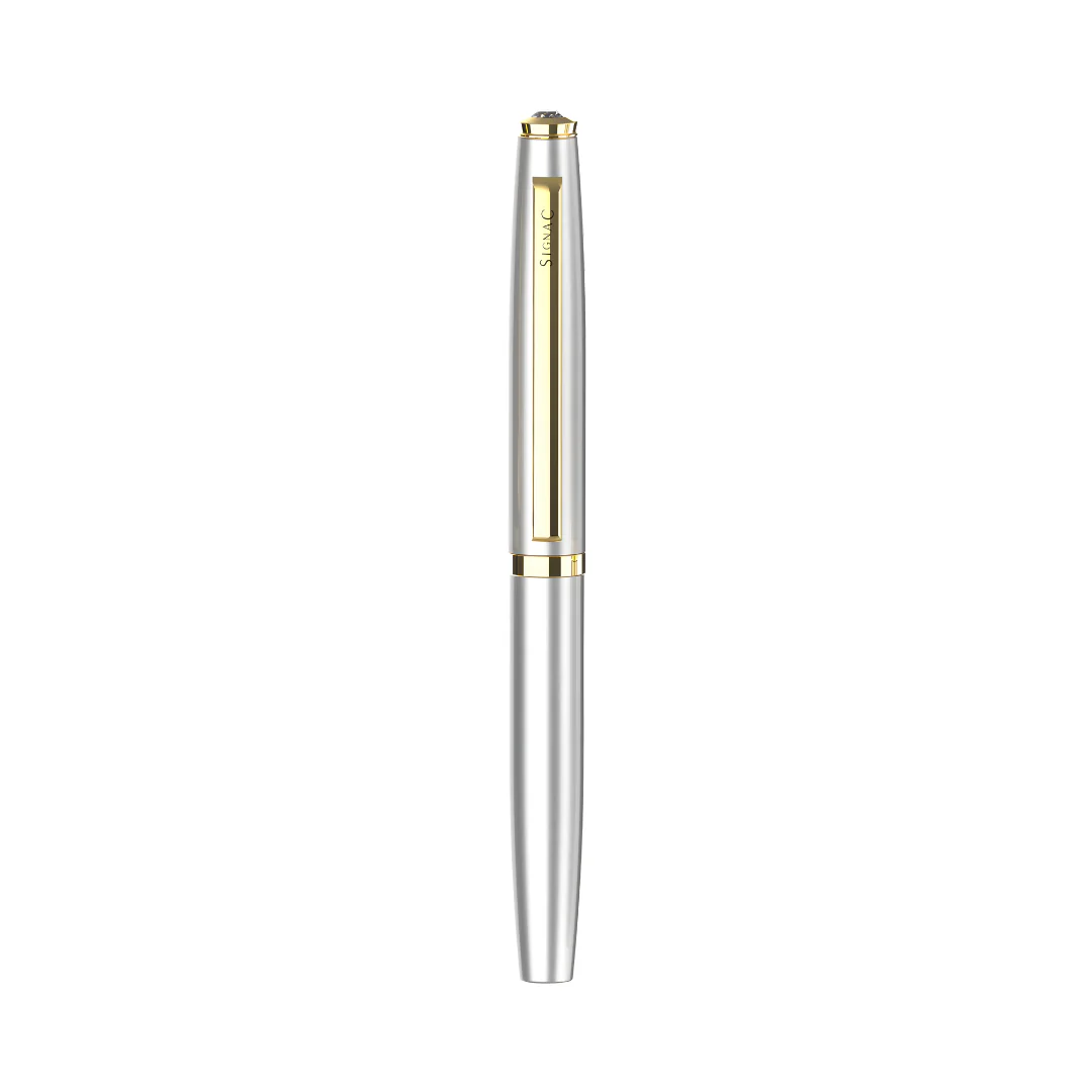 Elysian Preciosa Metal Roller Pen - Silver Pearl Finish - Image 2