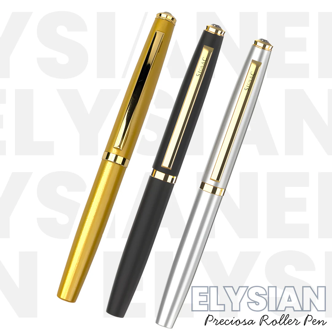 Elysian Preciosa Metal Roller Pen - Silver Pearl Finish - Image 3
