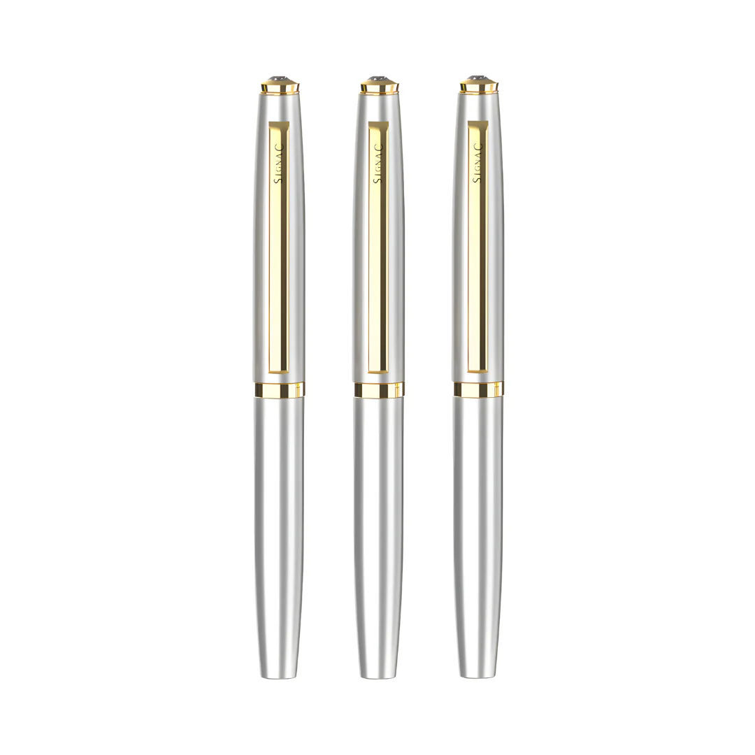 Elysian Preciosa Metal Roller Pen - Silver Pearl Finish - Image 10
