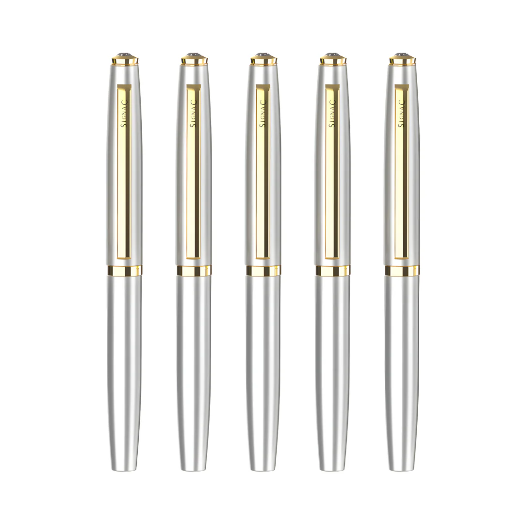 Elysian Preciosa Metal Roller Pen - Silver Pearl Finish - Image 11