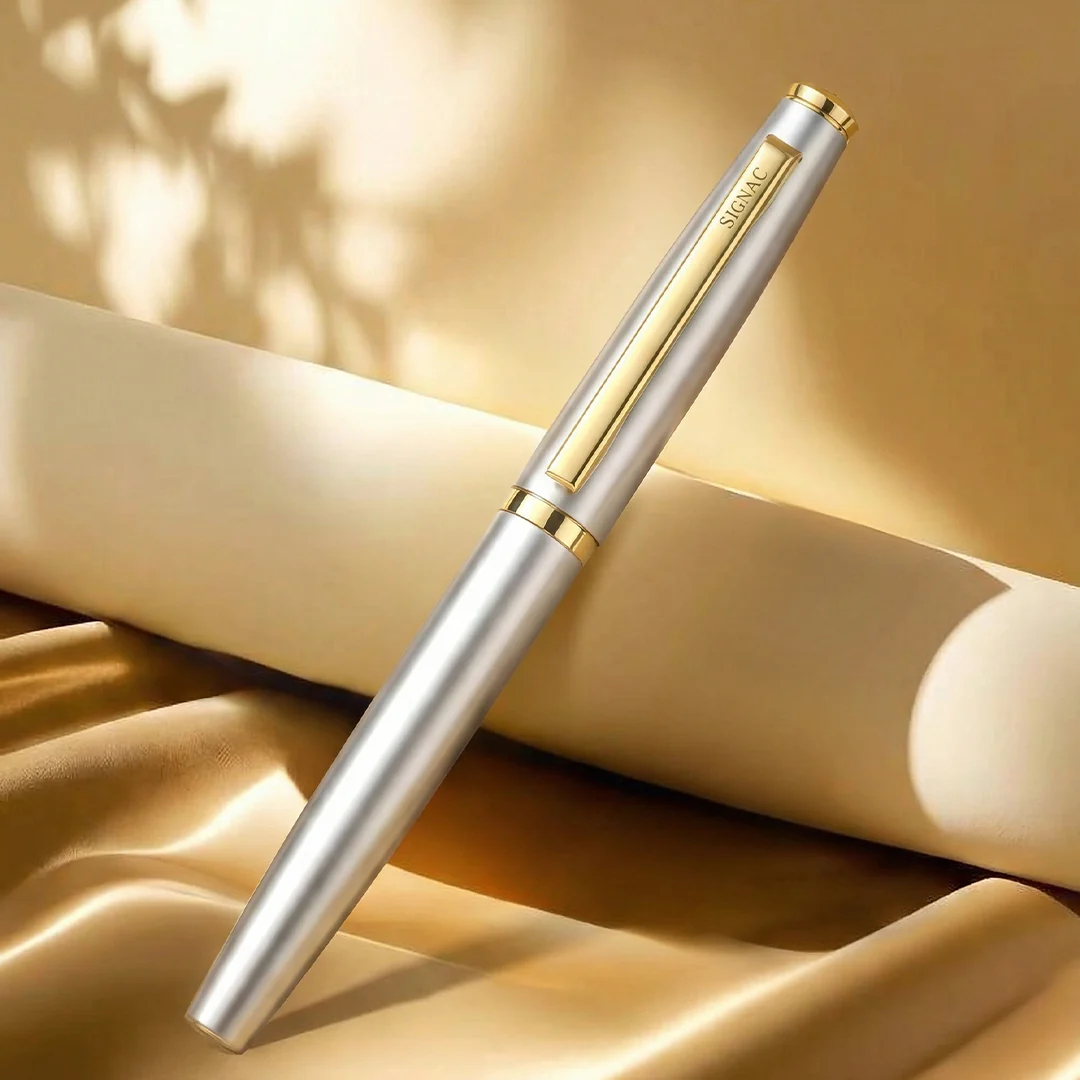 Elysian Preciosa Metal Roller Pen - Silver Pearl Finish - Image 7