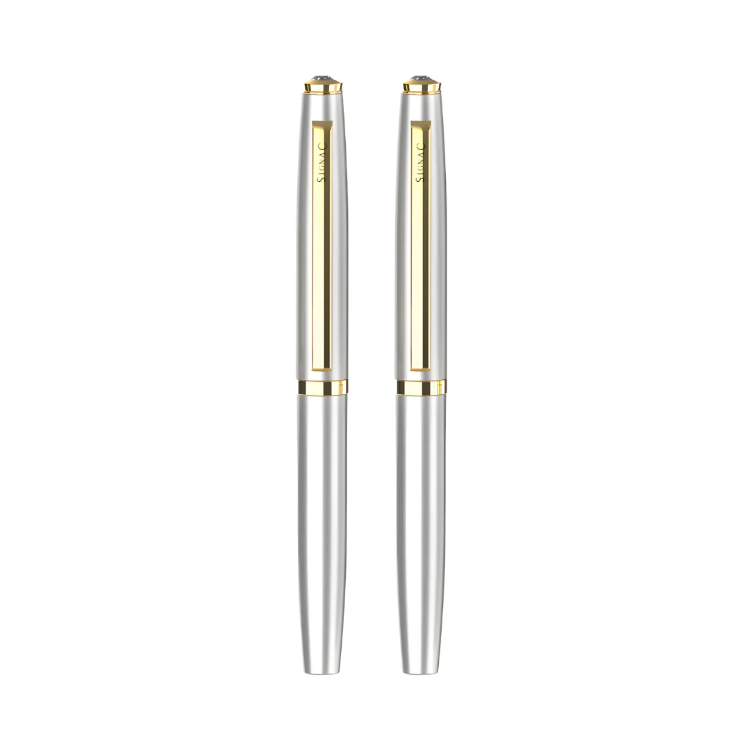 Elysian Preciosa Metal Roller Pen - Silver Pearl Finish - Image 9