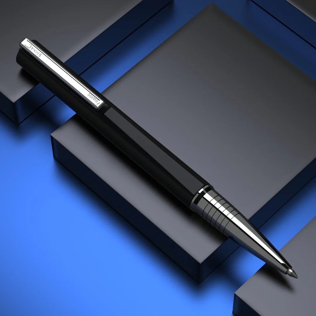 Evoque Signature Metal Ball Pen - Crafted with Swiss Excellence - Black - Image 3