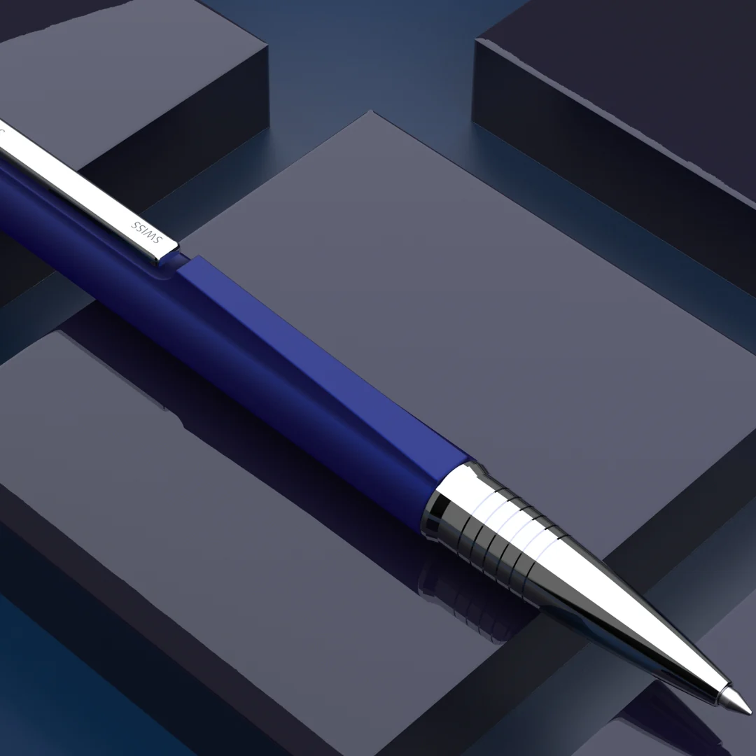 Evoque Signature Metal Ball Pen - Crafted with Swiss Excellence - Blue - Image 3