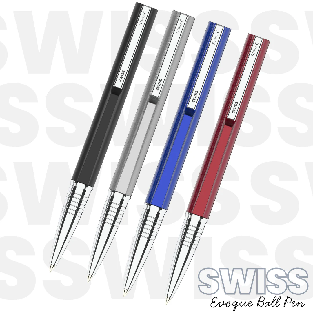 Evoque Signature Metal Ball Pen - Crafted with Swiss Excellence - Red - Image 9