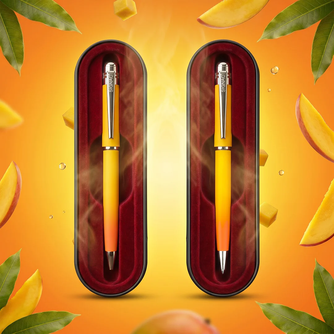 India's 1st - (Alphonso Mango Fragrance Infused) Ombre Shade Metallic Ball Pen - Image 22