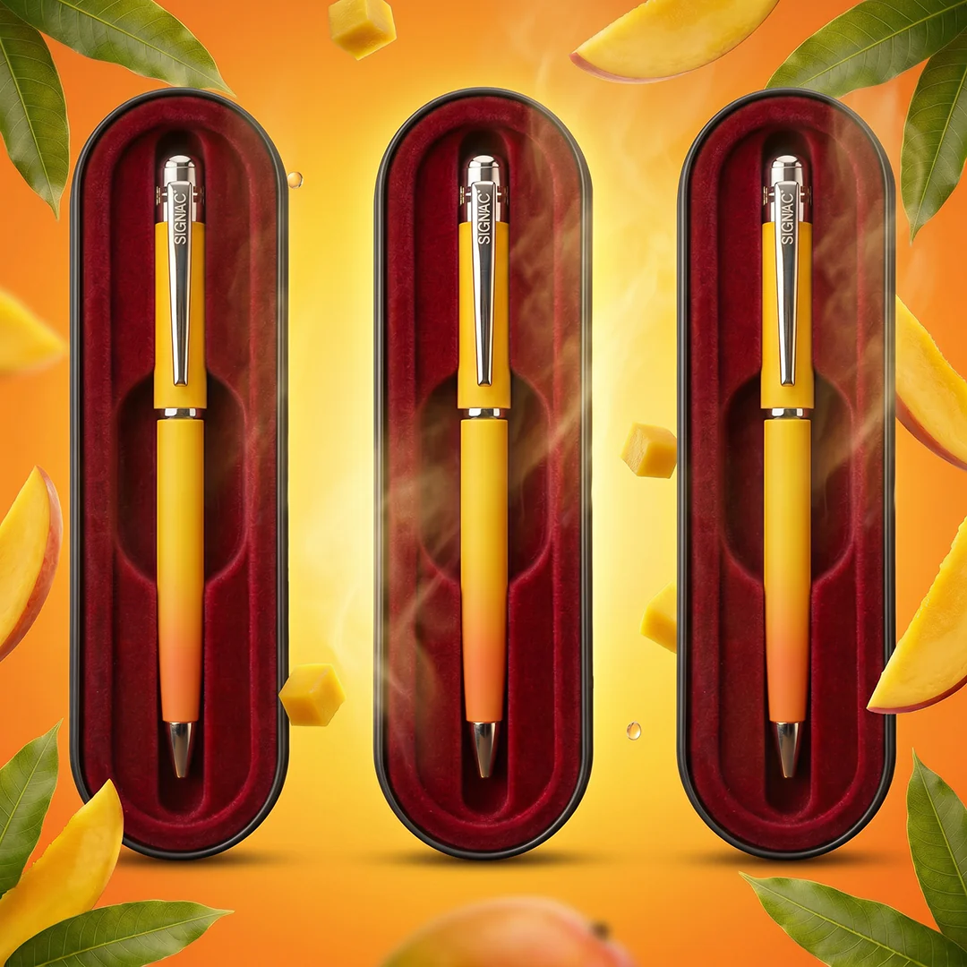 India's 1st - (Alphonso Mango Fragrance Infused) Ombre Shade Metallic Ball Pen - Image 23