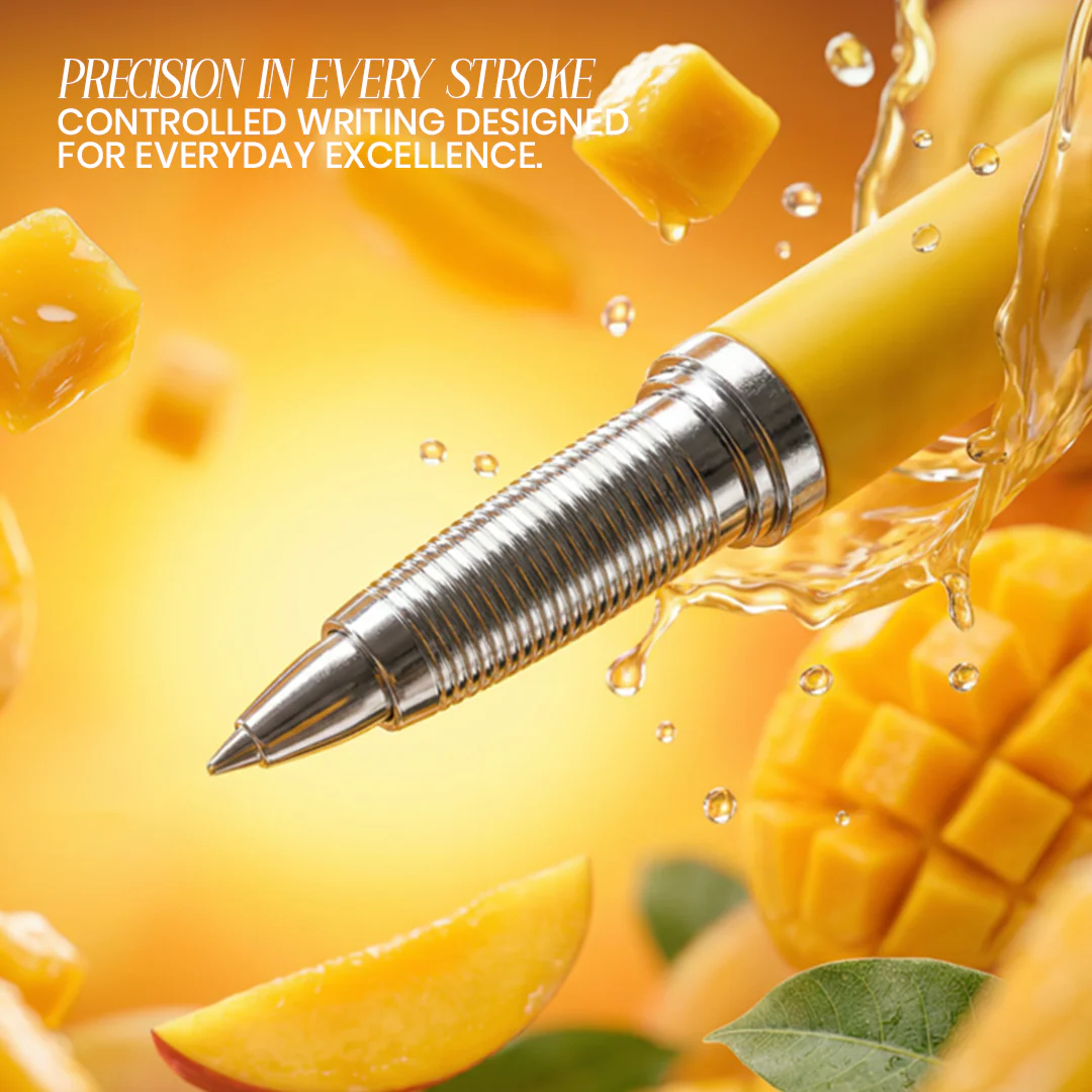 India's 1st - (Alphonso Mango Fragrance Infused) Ombre Shade Metallic Roller Pen - Image 6