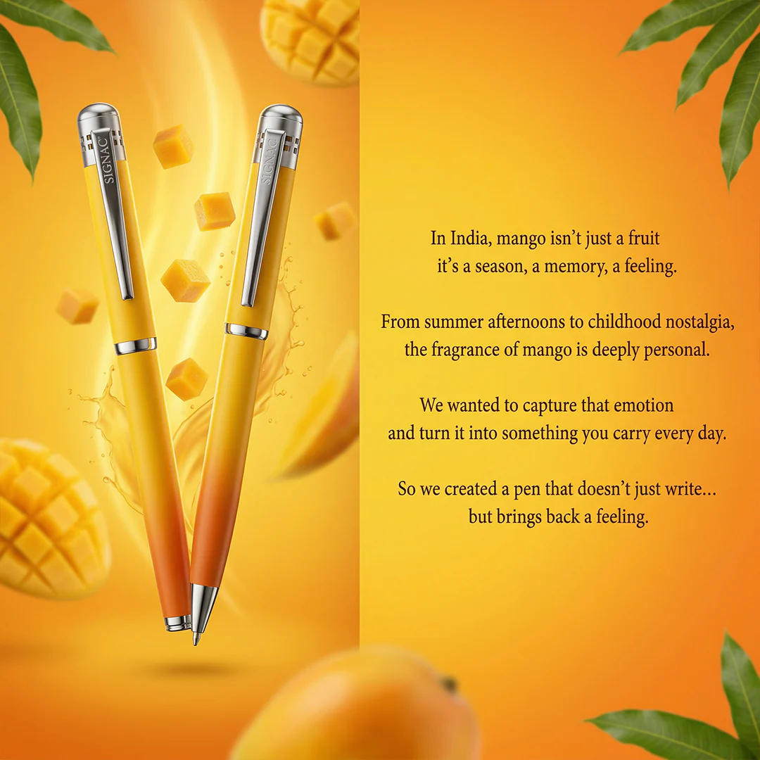 India's 1st - (Alphonso Mango Fragrance Infused) Ombre Shade Metallic Roller Pen - Image 12