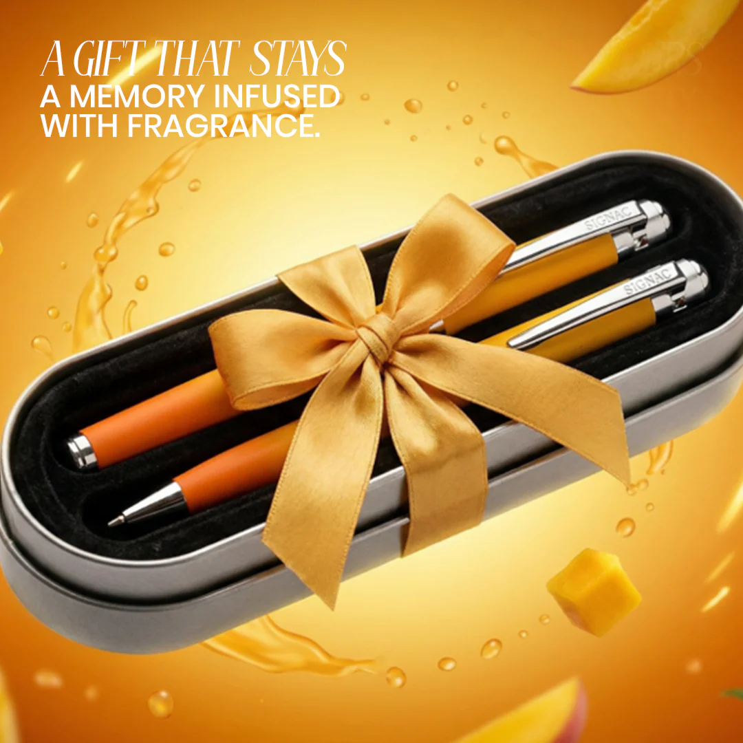 India's 1st - (Alphonso Mango Fragrance Infused) Ombre Shade Metallic Roller Pen - Image 11