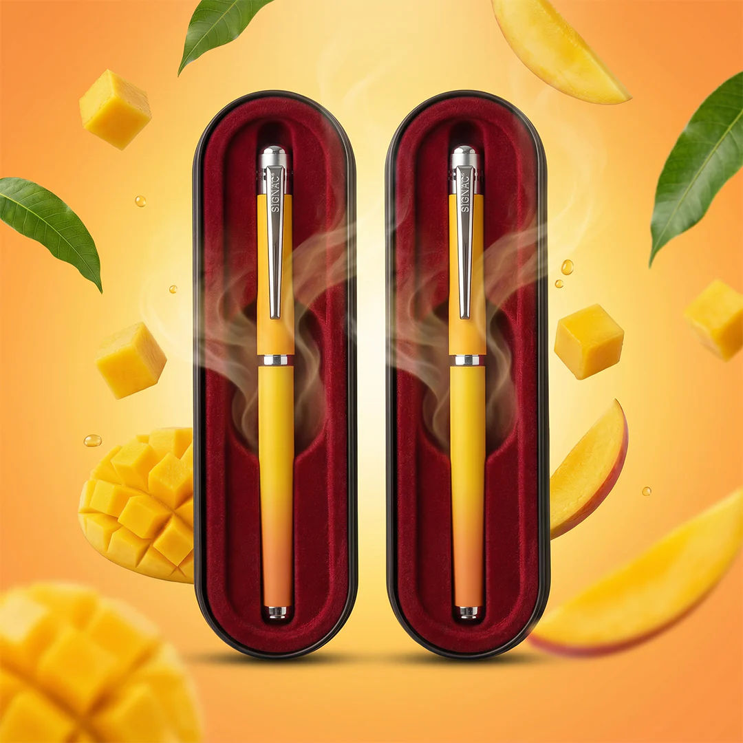 India's 1st - (Alphonso Mango Fragrance Infused) Ombre Shade Metallic Roller Pen - Image 25