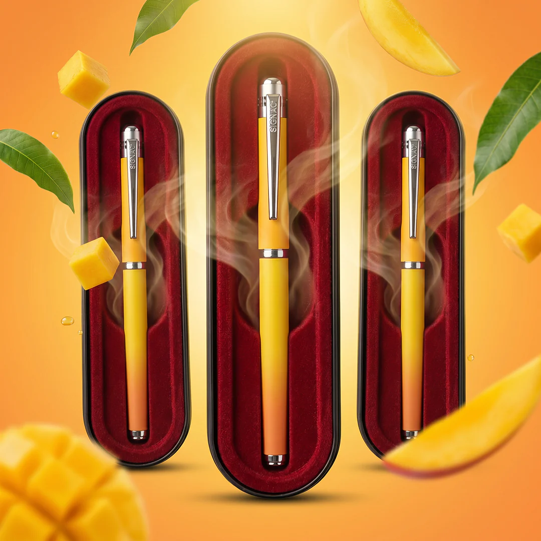 India's 1st - (Alphonso Mango Fragrance Infused) Ombre Shade Metallic Roller Pen - Image 26