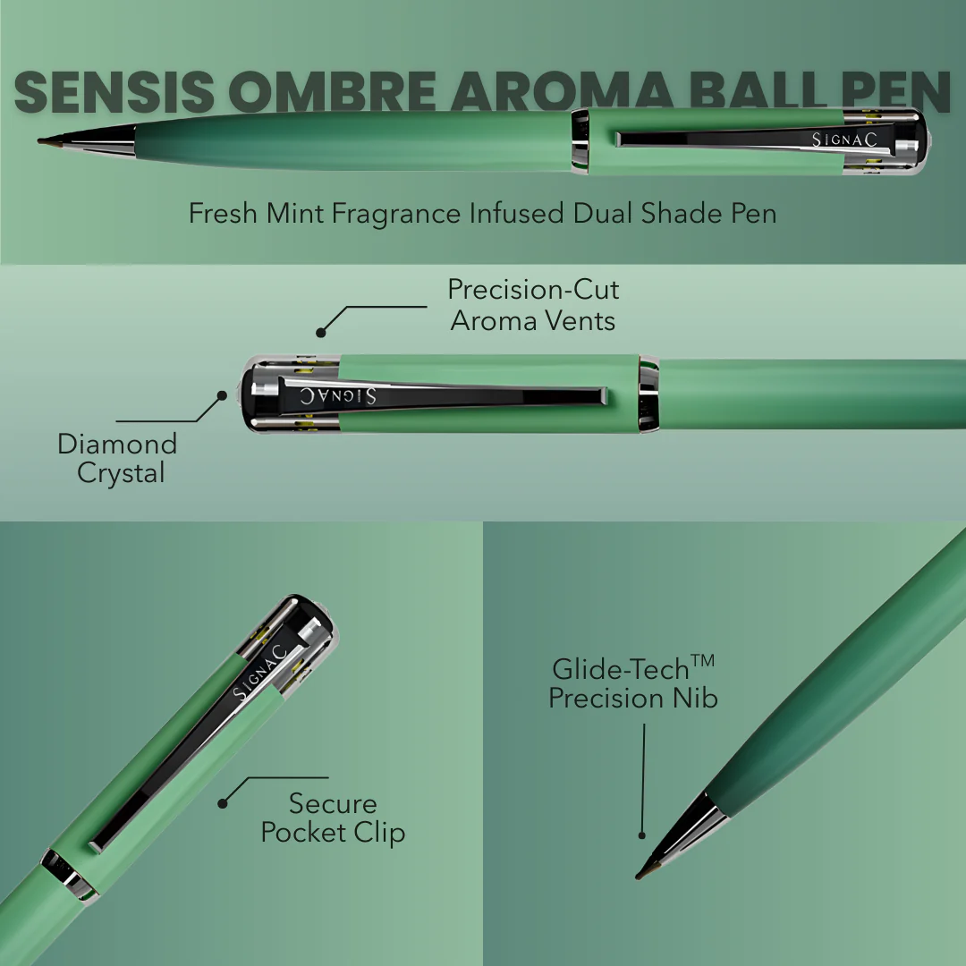 India's 1st - (Mint Fresh Fragrance Infused) Ombre Shade Metallic Roller & Ball Pen Set - Image 26