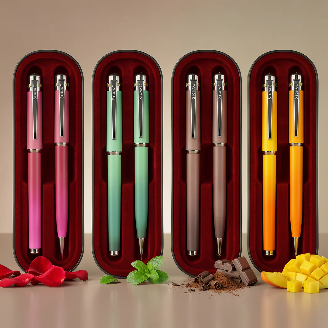 India's 1st - (Fragrance Infused) Ombre Shade Metallic Roller & Ball Pen Set of 8