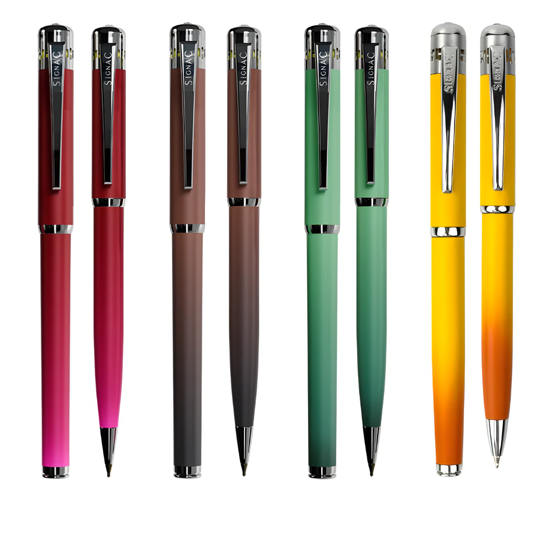 India's 1st - (Fragrance Infused) Ombre Shade Metallic Roller & Ball Pen Set of 8 - Image 2