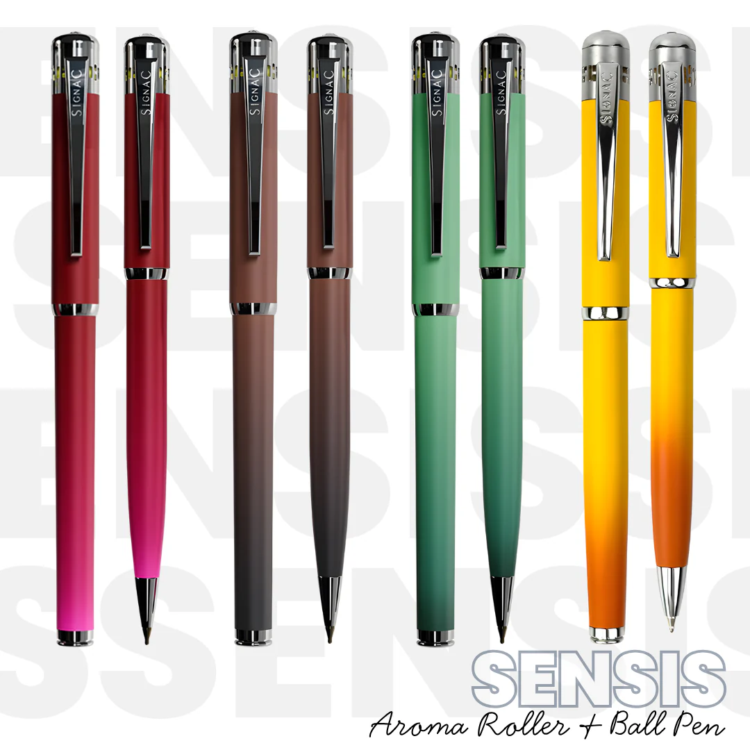 India's 1st - (Fragrance Infused) Ombre Shade Metallic Roller & Ball Pen Set of 8 - Image 3