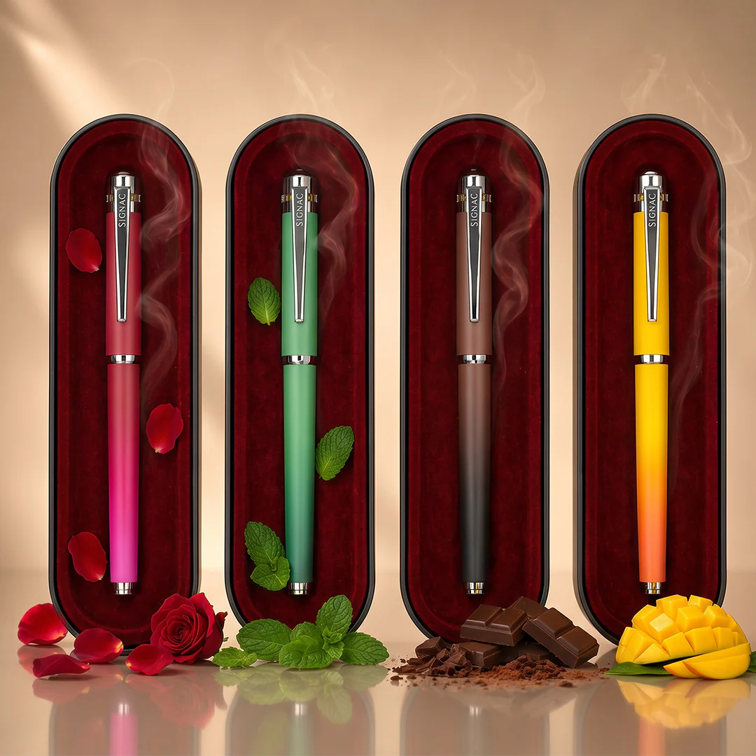India's 1st - (Fragrance Infused) Ombre Shade Metallic Roller Pen Set of 4
