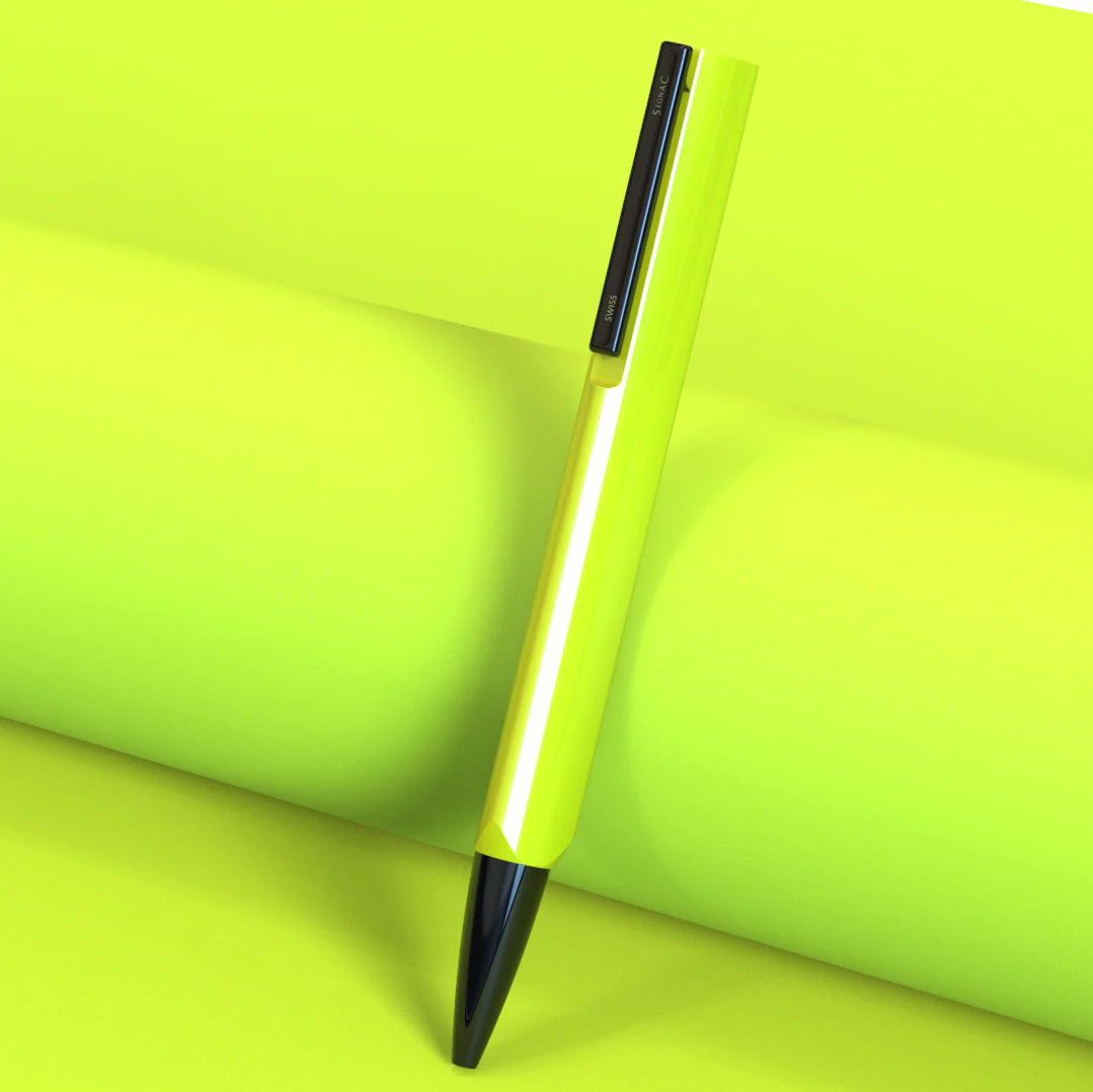 Octav Signature Tringular Metal Ball Pen - Crafted with Swiss Excellence - Yellow - Image 12