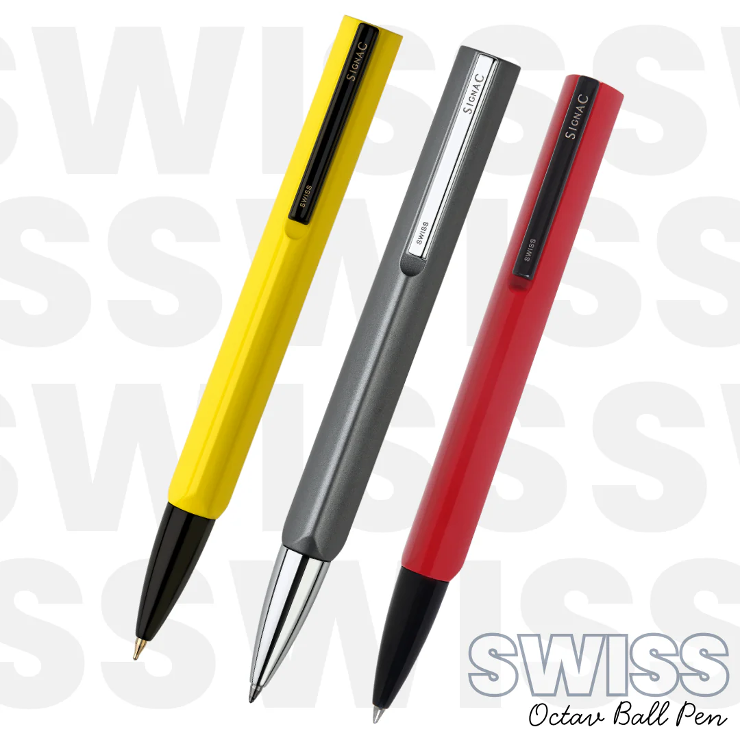 Octav Signature Tringular Metal Ball Pen - Crafted with Swiss Excellence - Yellow - Image 3