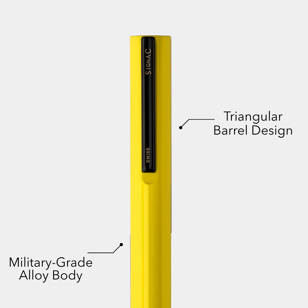 Octav Signature Tringular Metal Ball Pen - Crafted with Swiss Excellence - Yellow - Image 7