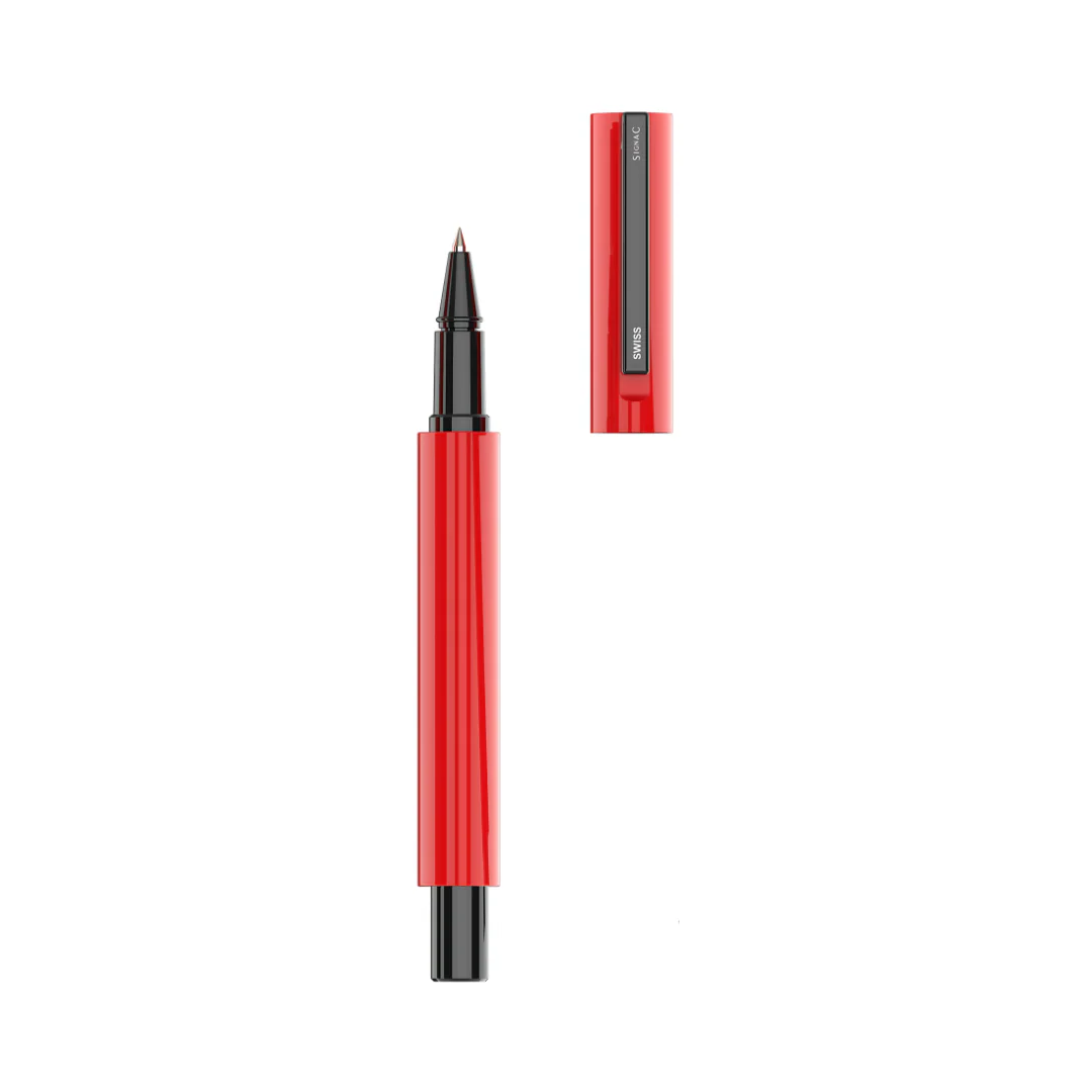 Octav Signature Tringular Metal Roller Pen - Crafted with Swiss Excellence - Red - Image 10