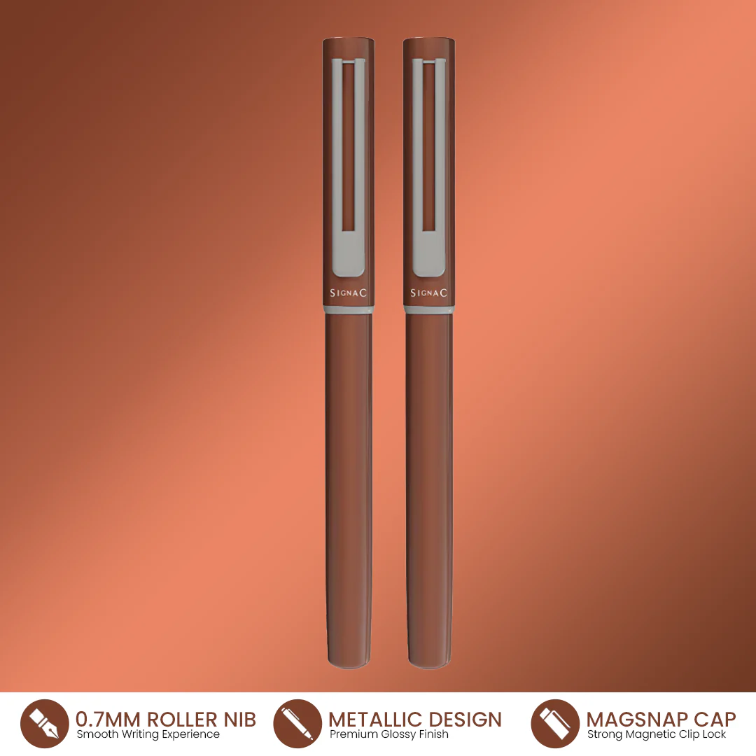 Personalised Roxx Magnetic Metallic Roller Pen – Brown Chrome - Image 15