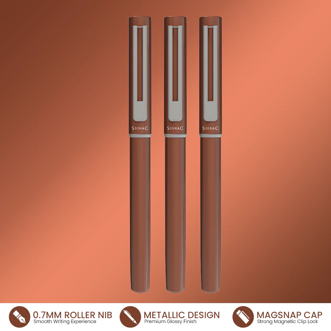 Personalised Roxx Magnetic Metallic Roller Pen – Brown Chrome - Image 16