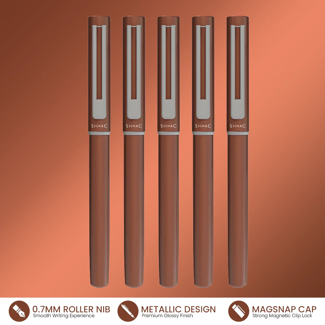 Personalised Roxx Magnetic Metallic Roller Pen – Brown Chrome - Image 17