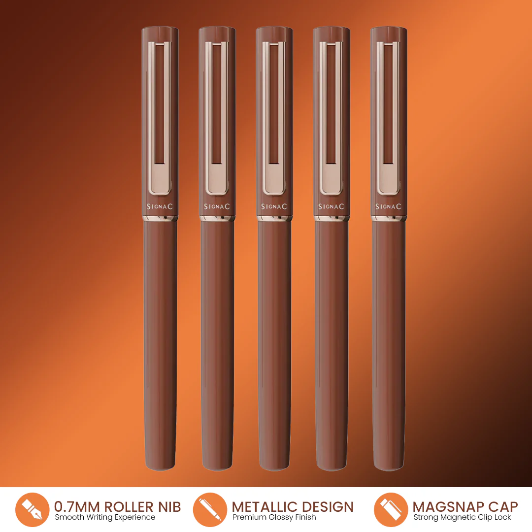 Personalised Roxx Magnetic Metallic Roller Pen – Copper Brown Rose Gold - Image 17