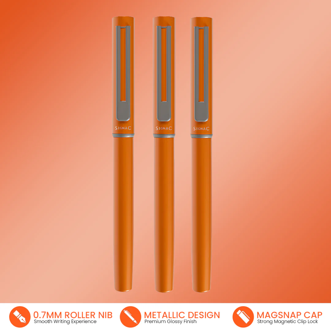 Personalised Roxx Magnetic Metallic Roller Pen – Sunset Orange - Image 16