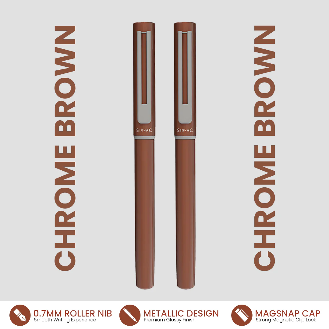 Personalised Roxx Magnetic Pen - Brown Chrome (Set of 2)