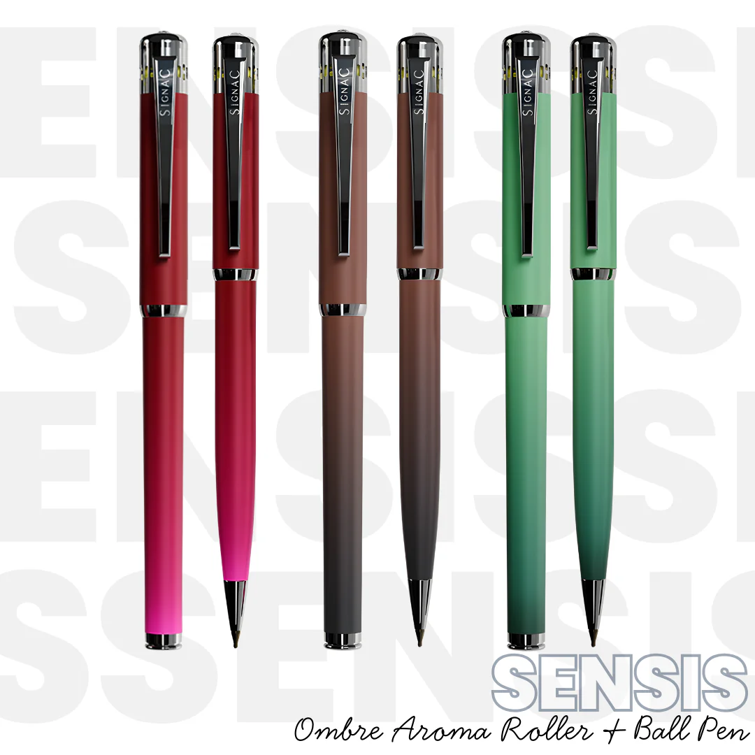 India's 1st - (Mint Fresh Fragrance Infused) Ombre Shade Metallic Roller & Ball Pen Set - Image 2