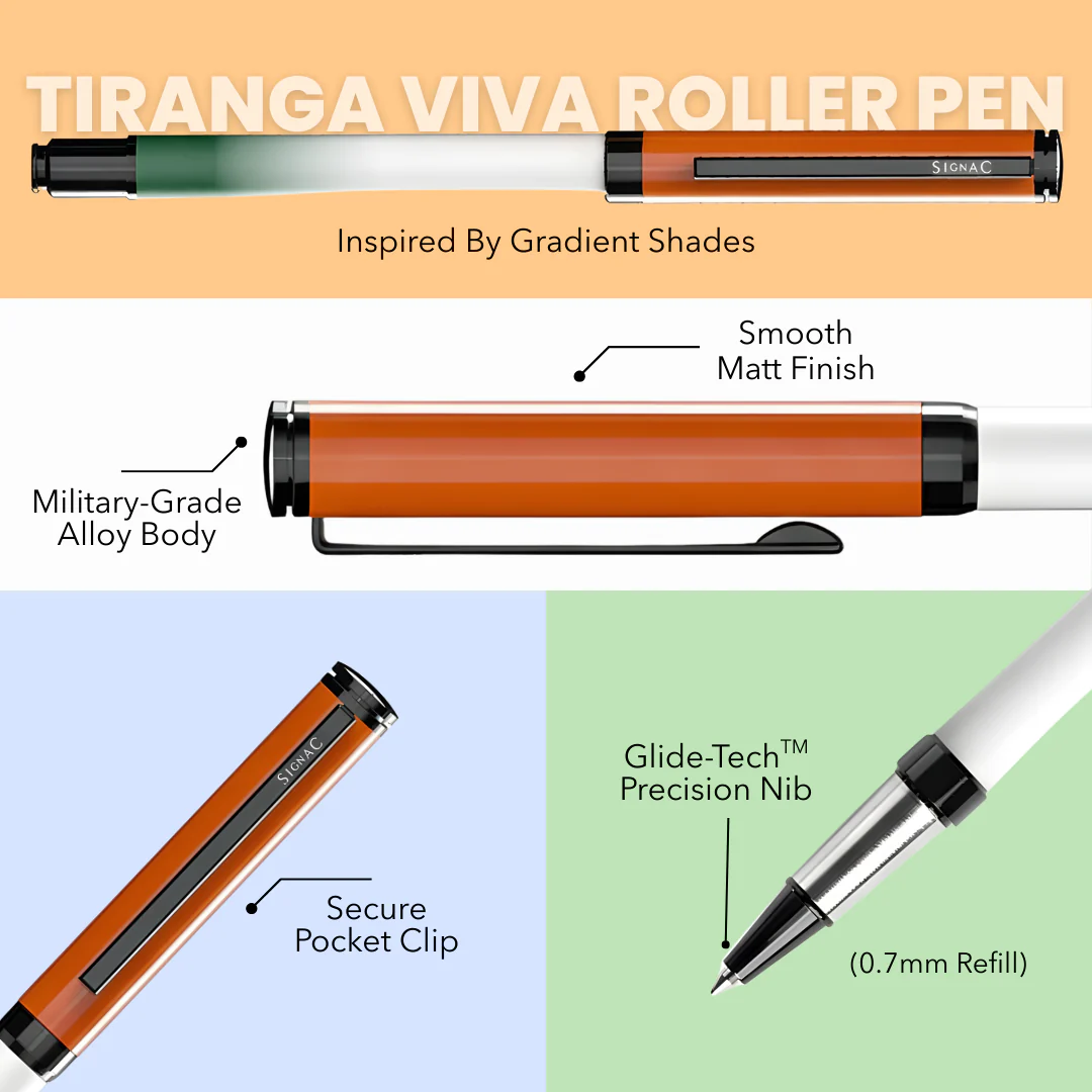 Signac Tiranga Viva Metal Roller Pen – 77th Republic Edition - Image 3