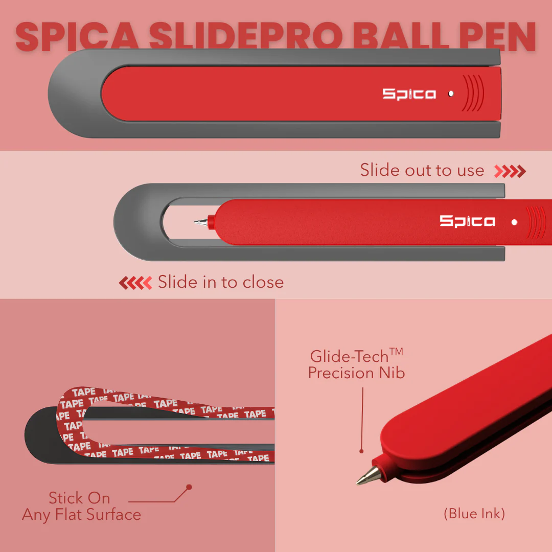 Spica SlidePro Multipurpose Utility Ball Pen - Red - Image 4