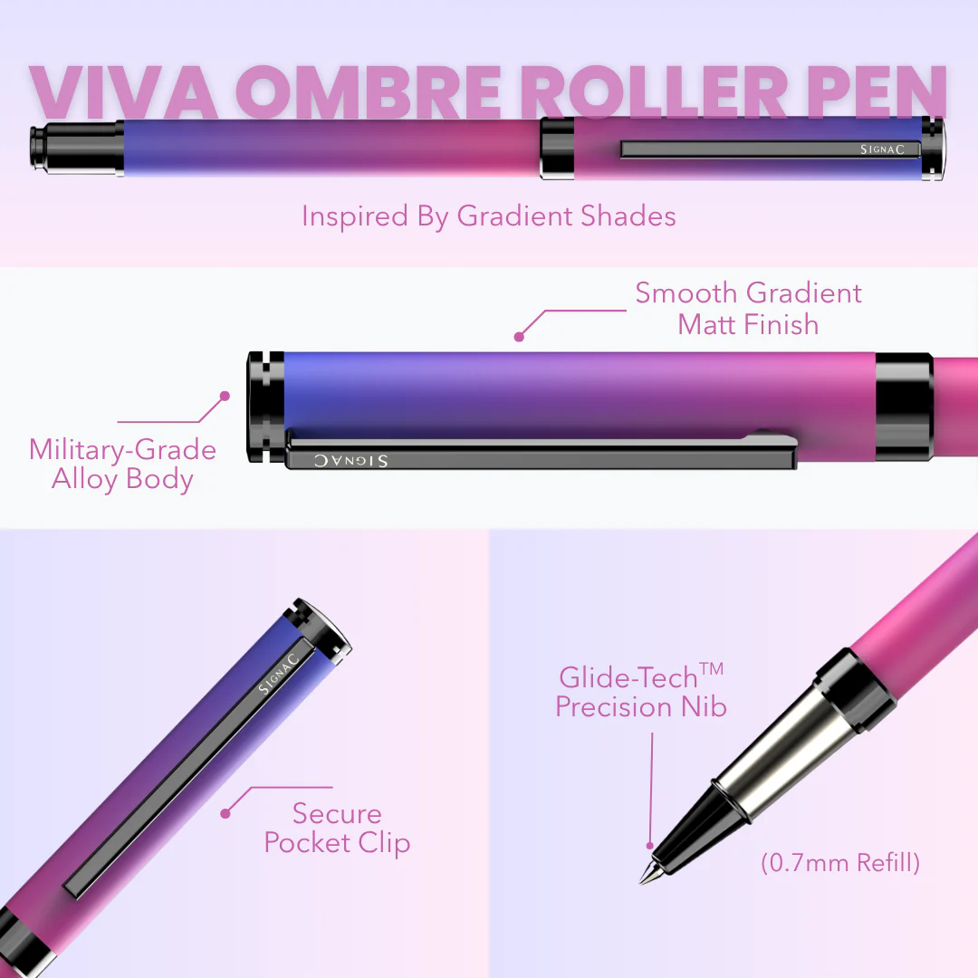 Northern Light Series Dual Shade Premium Metallic Roller Pen with Matte Finish - Aurora Dawn - Image 2