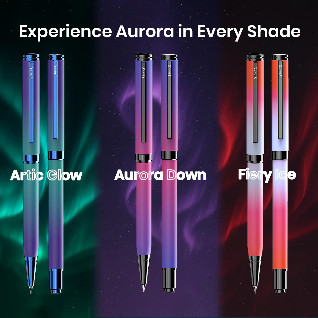 Northern Light Series Dual Shade Premium Metallic Ball Pen with Matte Finish - Fiery Ice - Image 5
