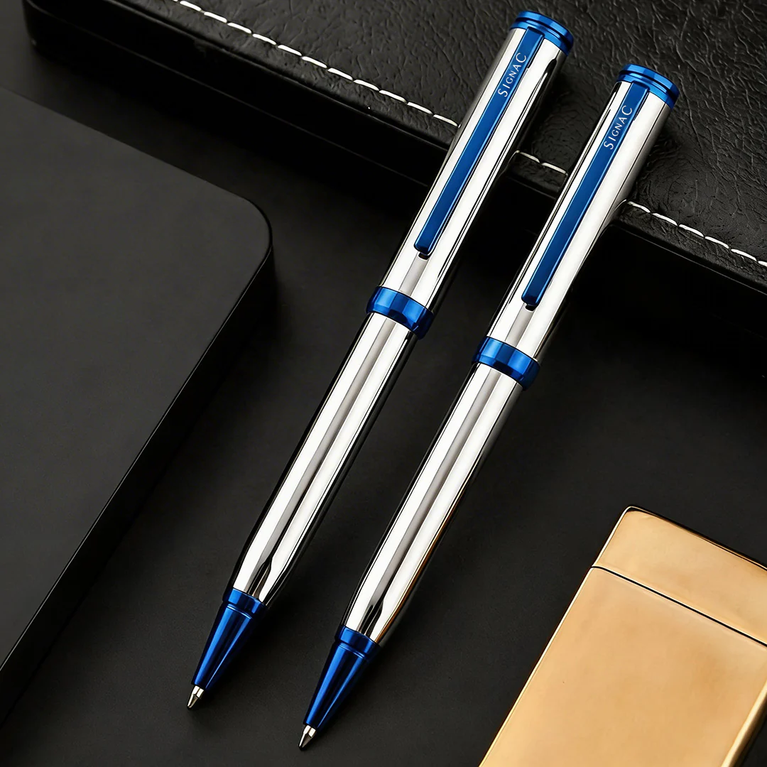 Viva Premium Metallic Plated Ball Pen - Titanium Midnight Blue - Image 17