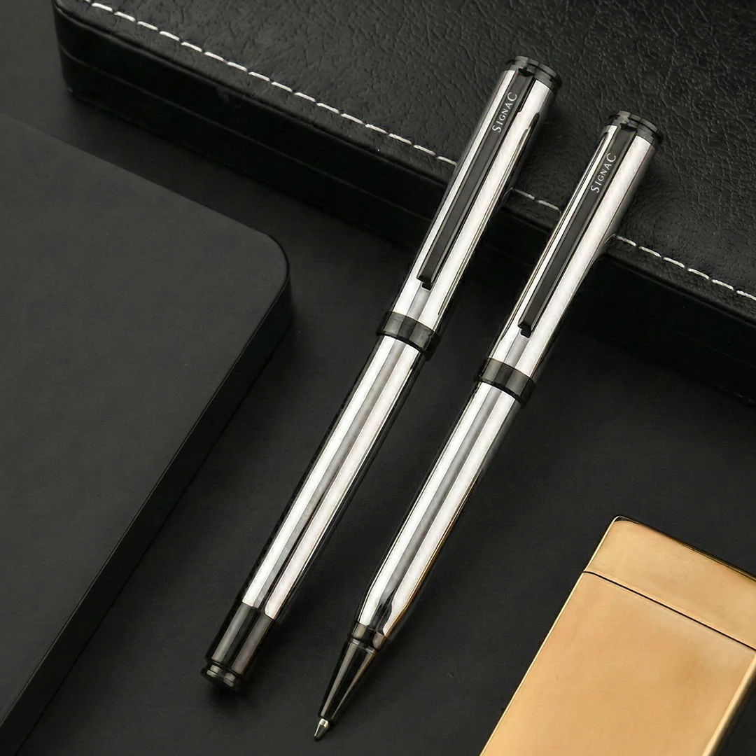 Viva Premium Metallic Plated Pen Set - Titanium Jet Black