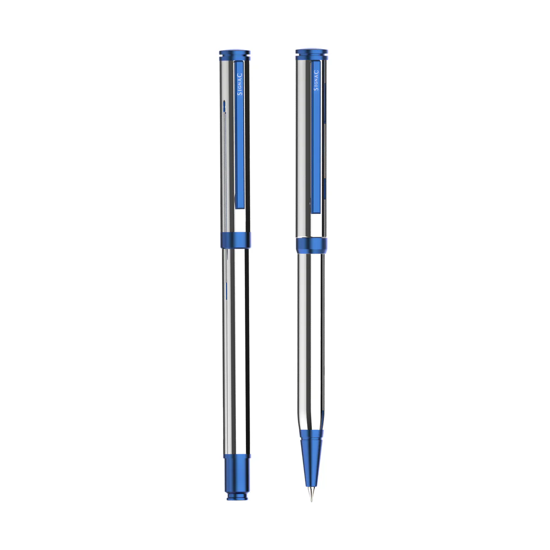 Viva Premium Metallic Plated Pen Set - Titanium Midnight Blue - Image 9