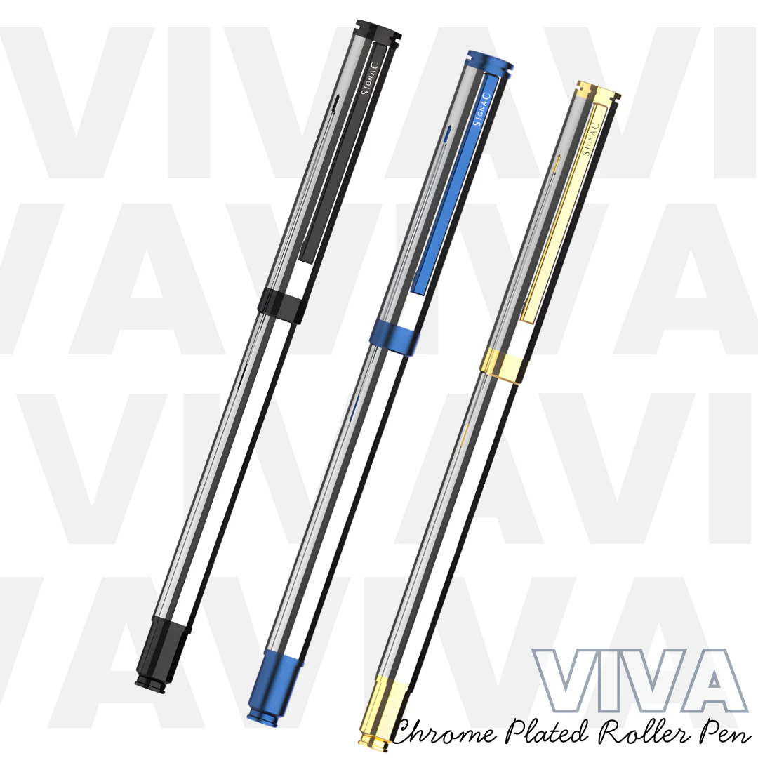 Viva Premium Metallic Plated Roller Pen - Titanium Jet Black - Image 11