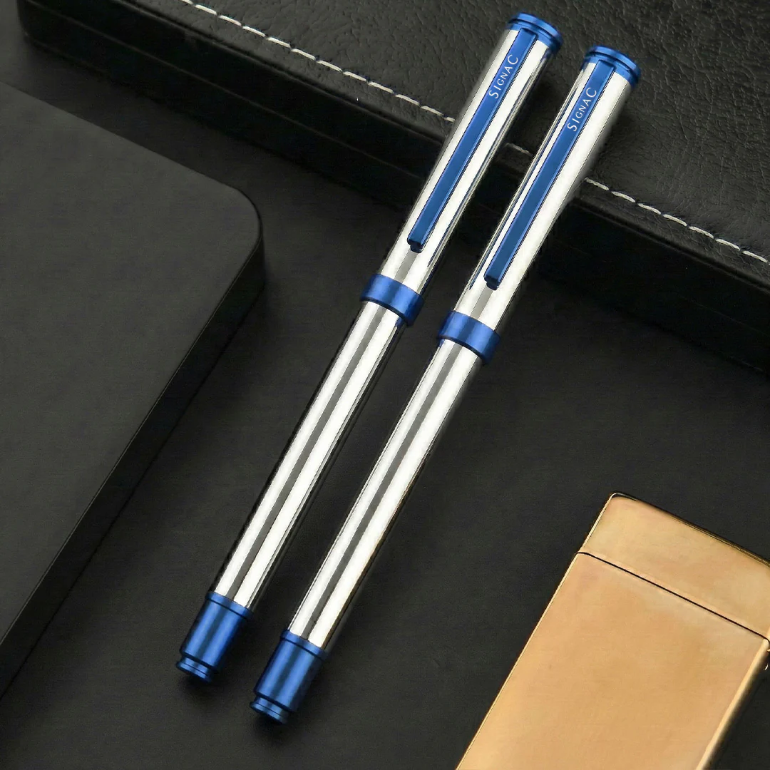 Viva Premium Metallic Plated Roller Pen - Titanium Midnight Blue - Image 18
