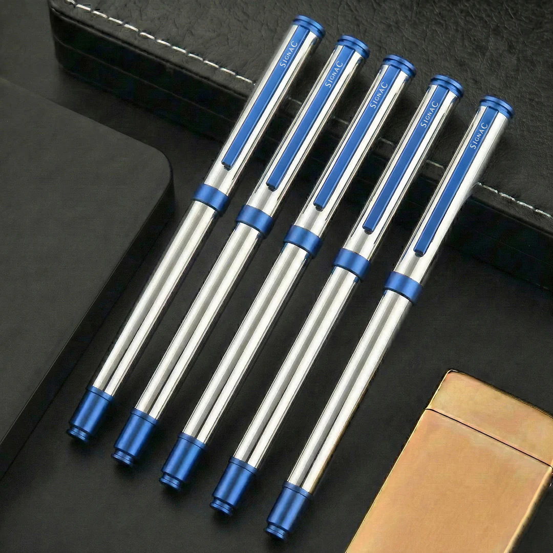 Viva Premium Metallic Plated Roller Pen - Titanium Midnight Blue - Image 19